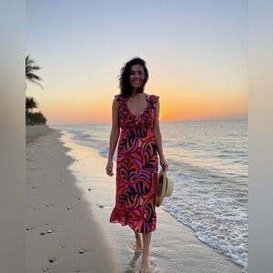 Vibrant Pink and Orange Patterned Dress